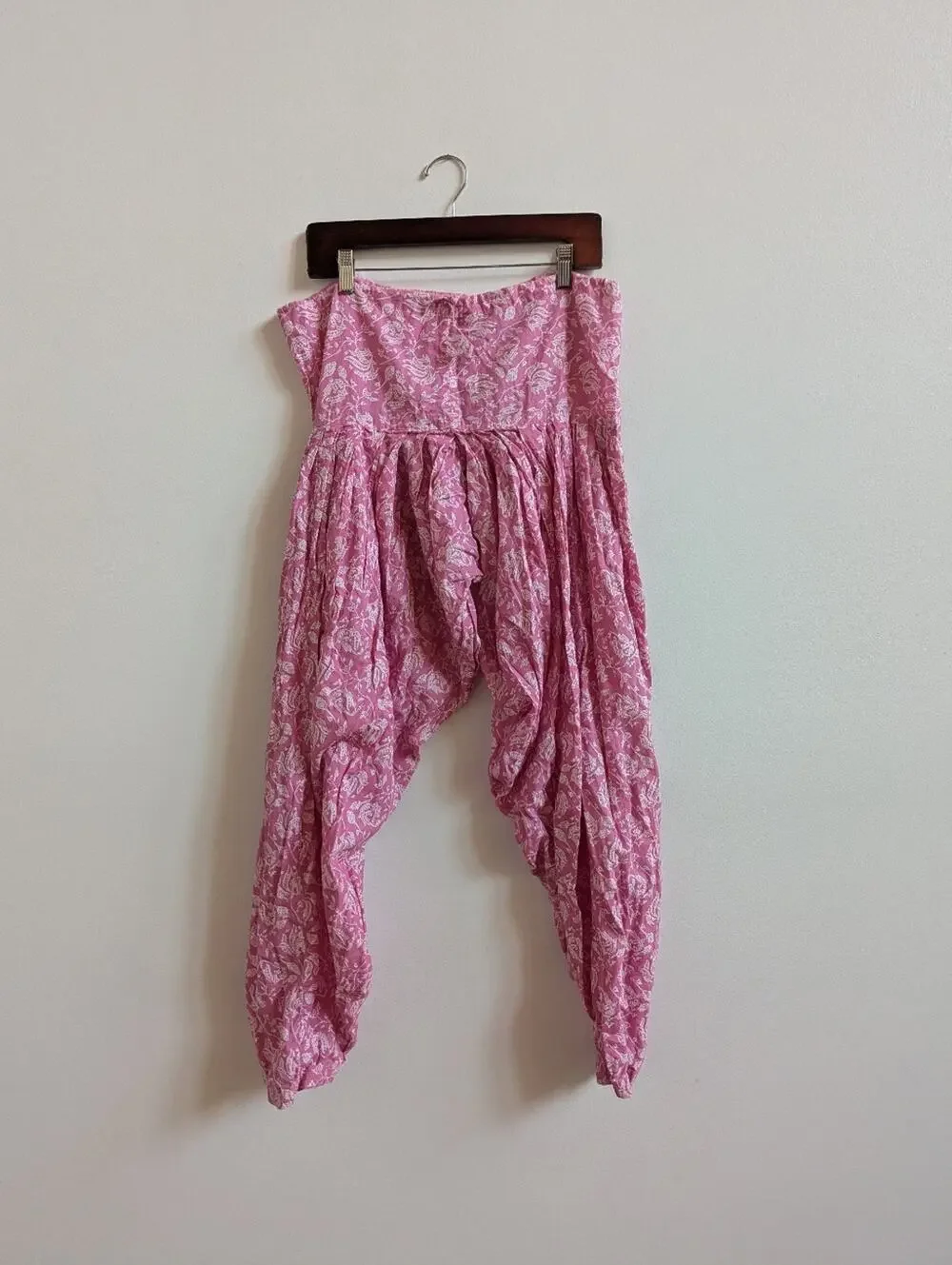Women's Harem Pink Paisley Pants Medium Loose Casual India